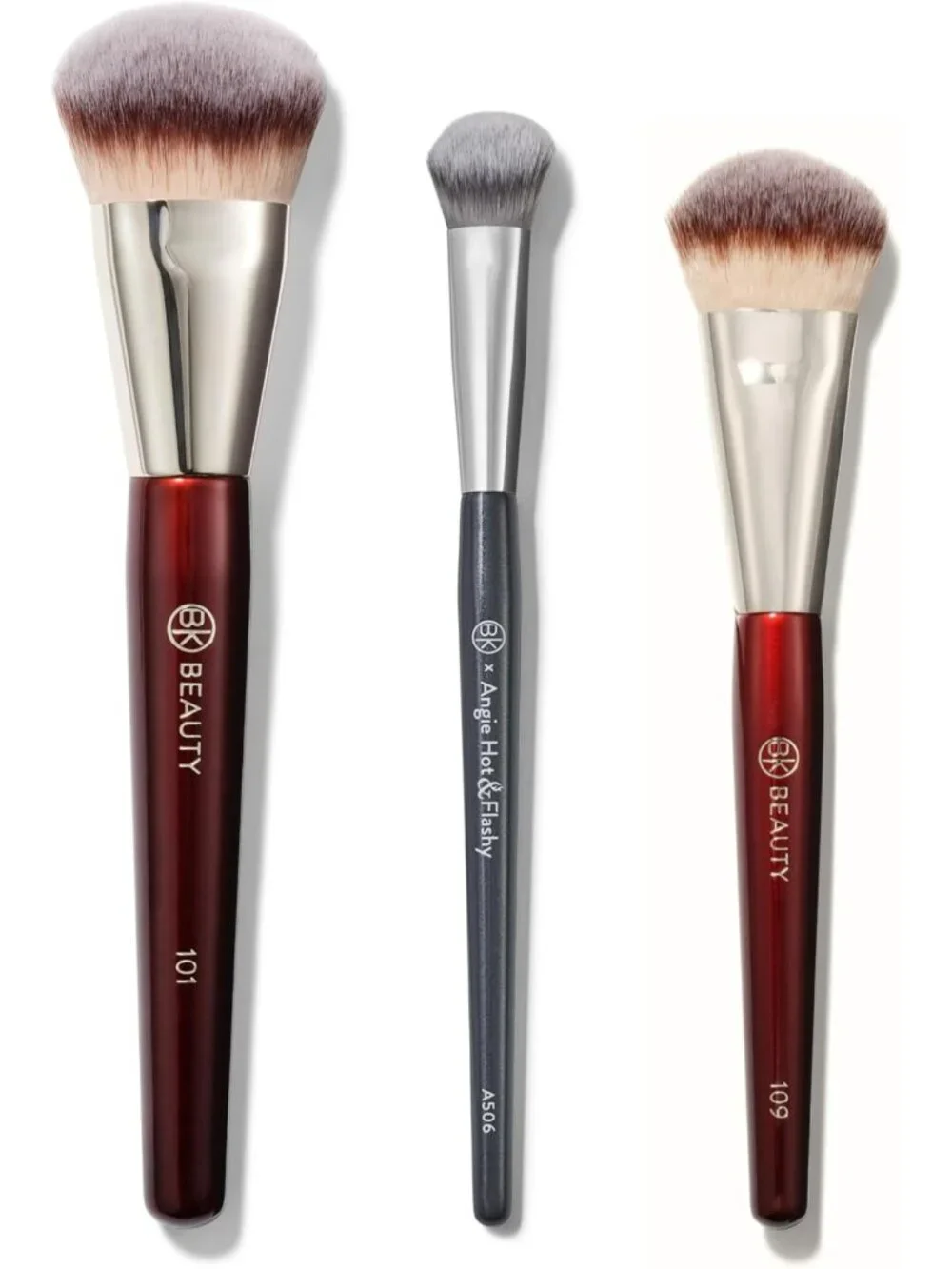 Face Brush Trio Set - Foundation, Mini & Concealer Brushes for Flawless Makeup